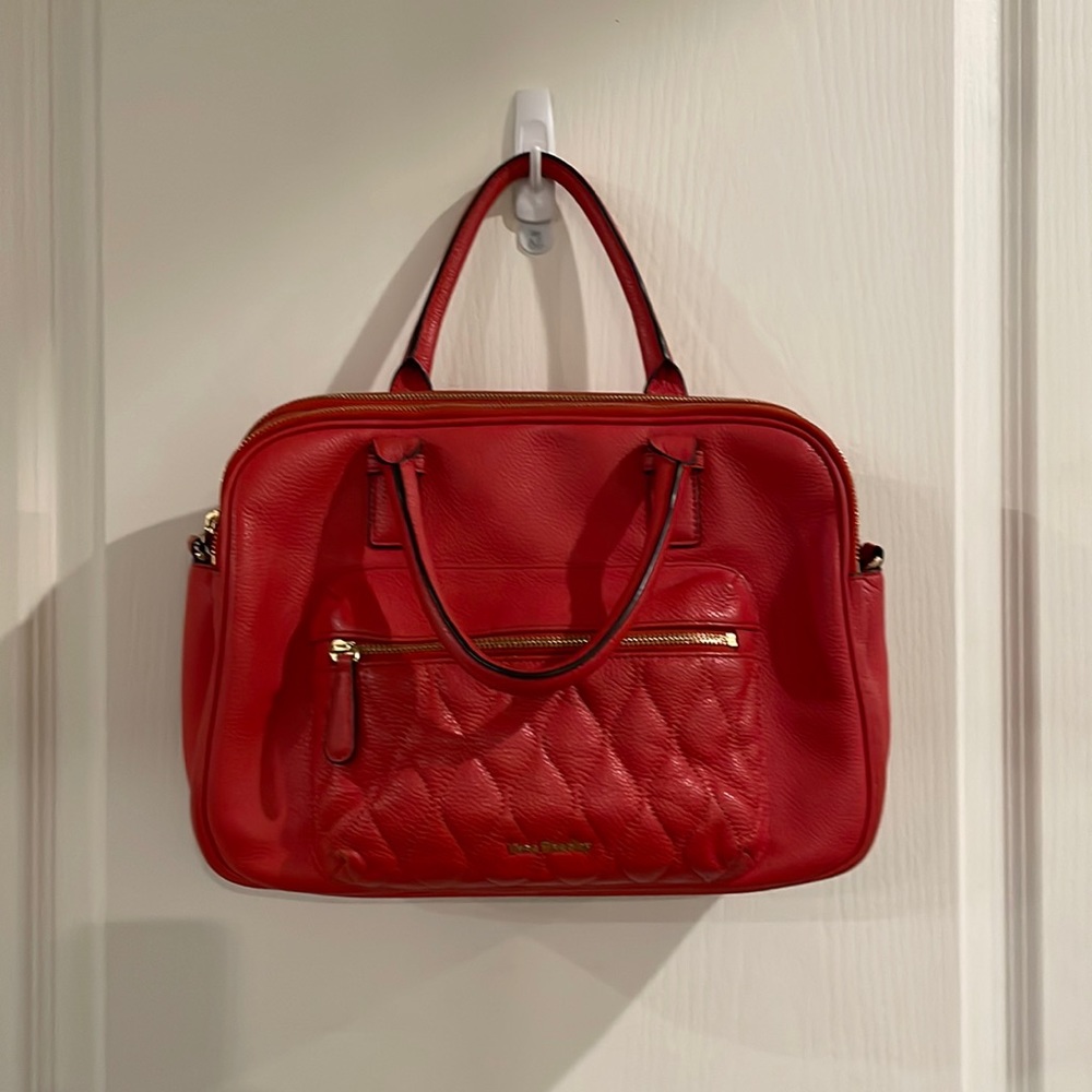 Vera Bradley Burnt Orange Quilted Leather Satchel Top Handle Bag